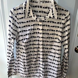 Crown & Ivy Oxford Button Down Elephant Print small